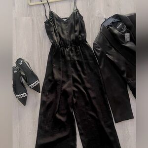 BCBG adjustable  Straps Overall Jumpsuit Black